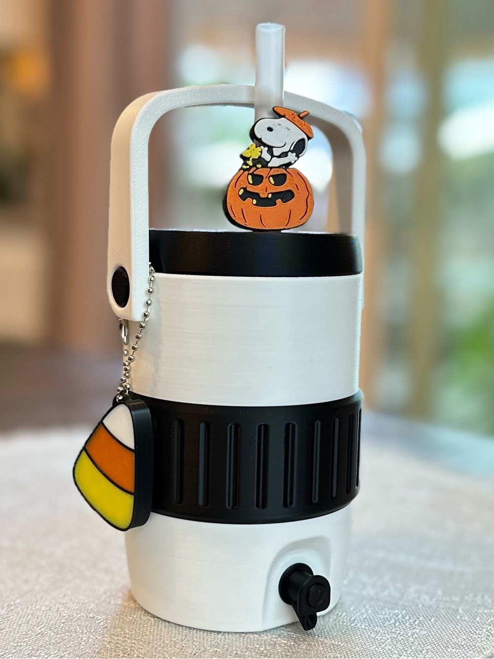 Snoopy Halloween Themed Can Cooler with Can Tab Opener Charm & Straw Topper